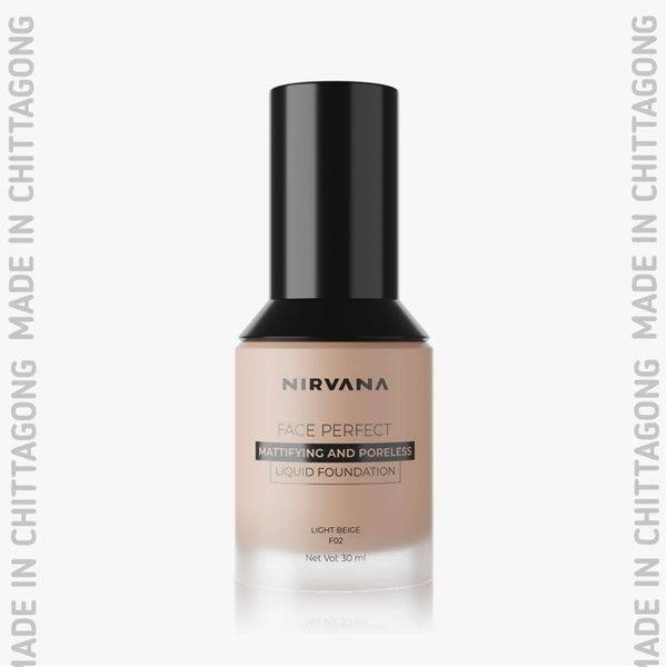 Nirvana FACE PERFECT LIQUID FOUNDATION – LIGHT BEIGE F02