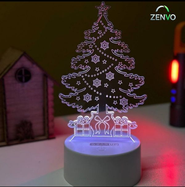 GearUP Acrylic Multicolor Night Lamp (Christmas Tree) – BLACK