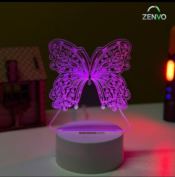 GearUP Acrylic Multicolor Night Lamp (Butterfly)