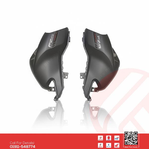 Tanky Box for Yamaha FZS V4 (Matte Black, Red Sticker) bike.