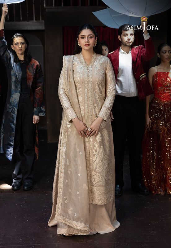 Asim Jofa - Embroidered Javeria Net 3 Pcs