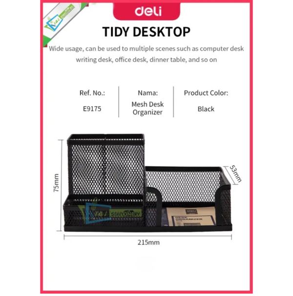 Deli Desk Organizer Durable Mesh Steel 9175 215 x 75 x 53mm