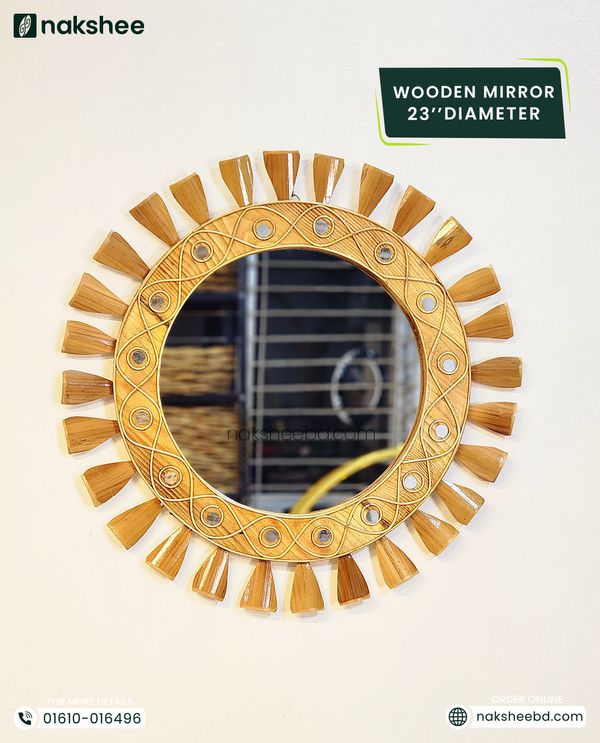 wooden mirror 23/23'' size Wooden wave
