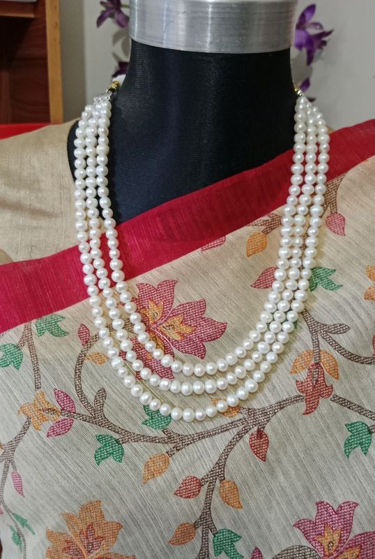 White Pearl 3 Layer Necklace
