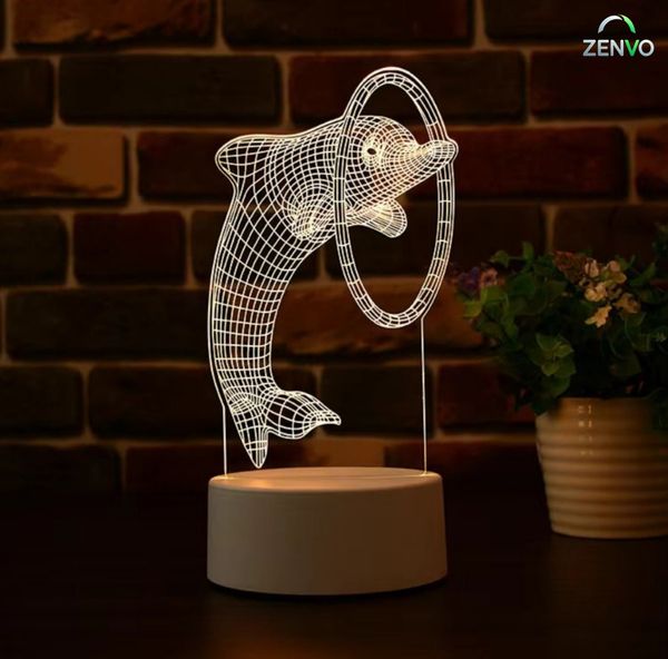 GearUP Acrylic Multicolor Night Lamp White(Dolphin)