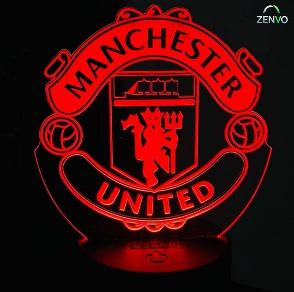 GearUP Acrylic Multicolor Night Lamp Black (Manchester United F.C.)