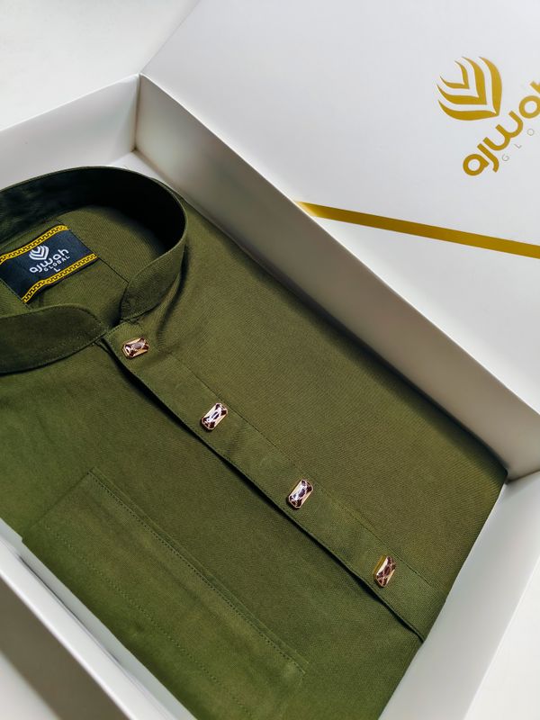 Ajwah Regal Olive Panjabi – Tradition Meets Luxury