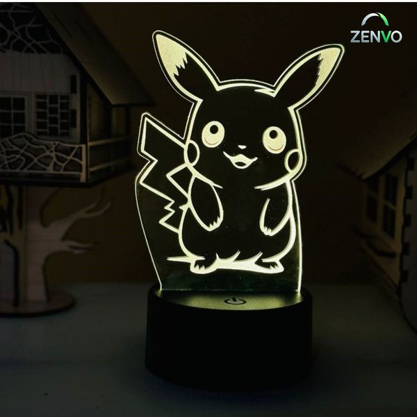 GearUP Acrylic Multicolor Night Lamp (Pikachu) BLACK
