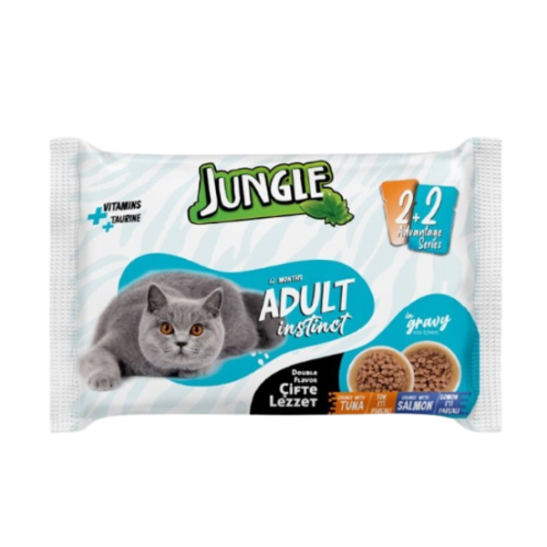 Jungle Adult Pouch 4pc Combo Tuna & Salmon 4×100gm