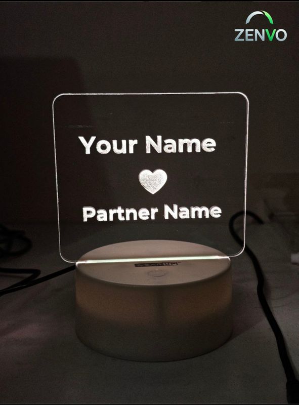 Customizable Love Acrylic Lamp (X Love Y) – Black