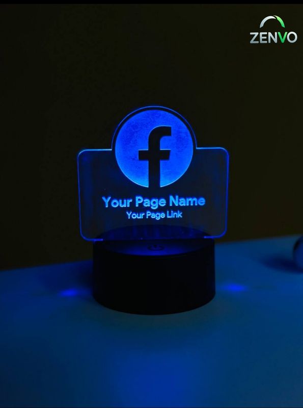 Customizable Facebook Logo Design Acrylic Multicolor Night Lamp – White