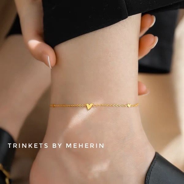 High quality heart design gold plated anklet
