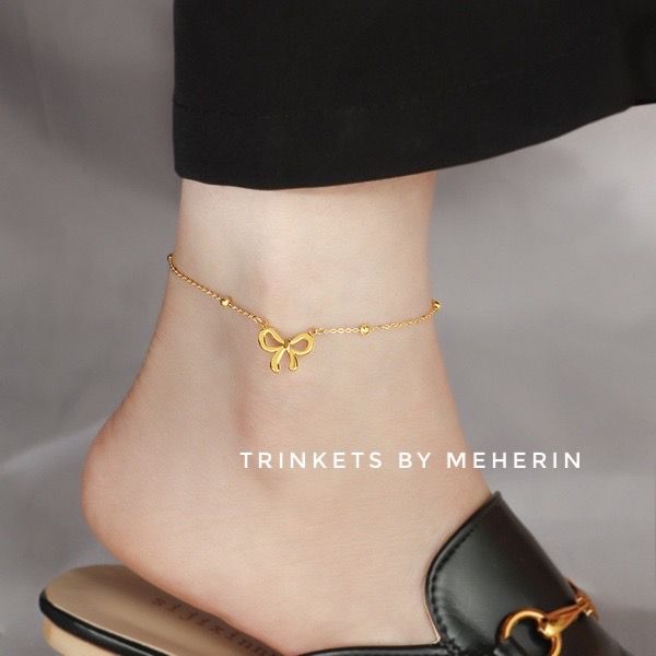 High quality bow design gold plated anklet