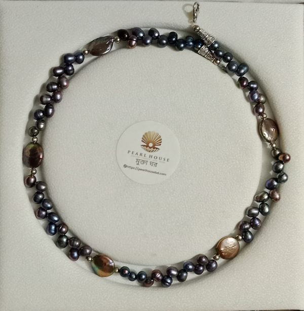 One layer Sea Blue Pearl necklace