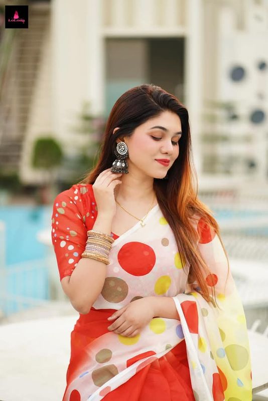চান্দেরি সিল্ক শাড়ি ব্লাউজ পিস সহ