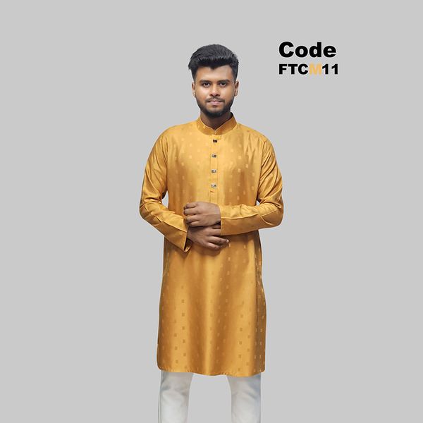 প্রিমিয়াম চিনিগুড়া সলিড পাঞ্জাবি/ কালার > Lite Mustard Color