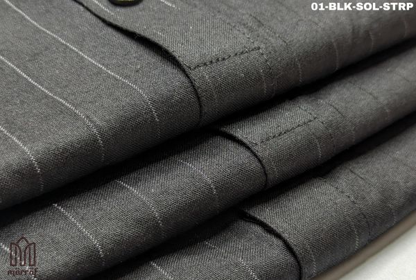 Sleek Black Panjabi with Silver Stripes: Marraf's Modern Elegance