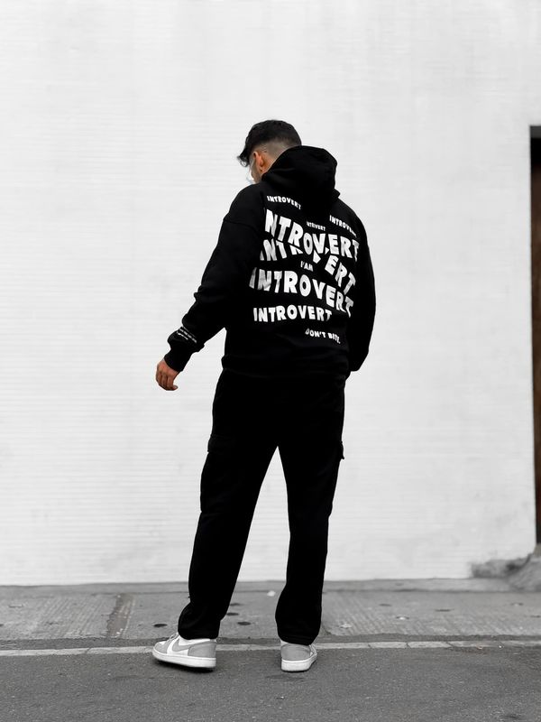 Introvert Black Hoodie