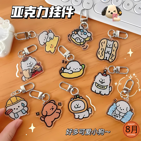 Cute Cartoon Dog Acrylic Keychains
