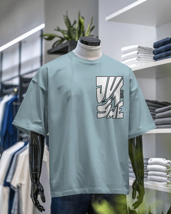 Just Me Bro (Light Stone Blue) - Premim Oversized Drop Shoulder T-shirt