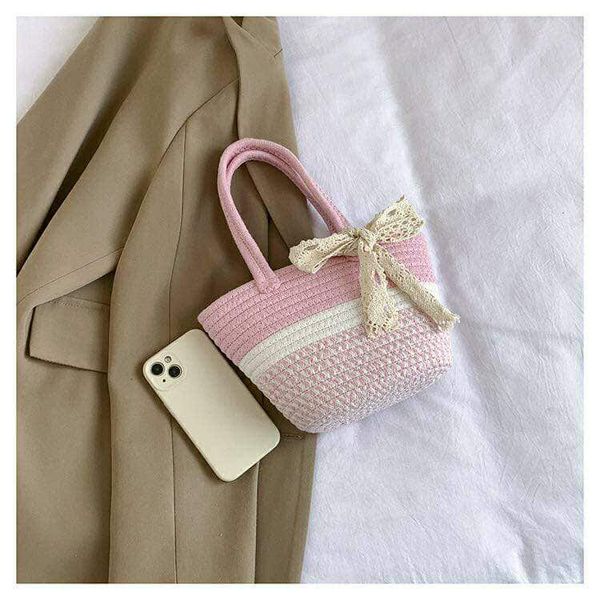 Korean style Woven Handbags with lace bow🌷✨