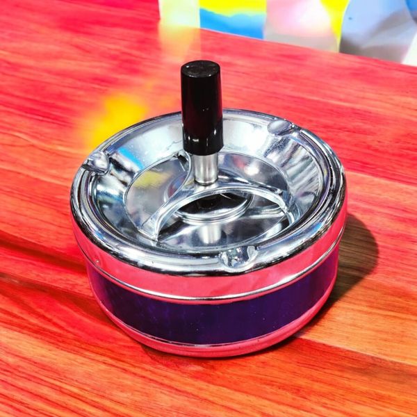 1pcs Windproof Press Rotating Lid Ashtray Metal Modern Gift Home el Rotating r Ashtray Office For Men D1H9