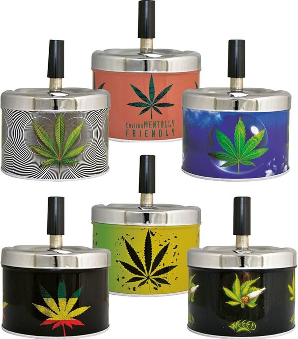 1pcs Windproof Press Rotating Lid Ashtray Metal Modern Gift Home el Rotating r Ashtray Office For Men D1H9
