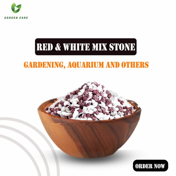 Red & White Mix Stone For Gardening, Aquarium and Others - 1kg