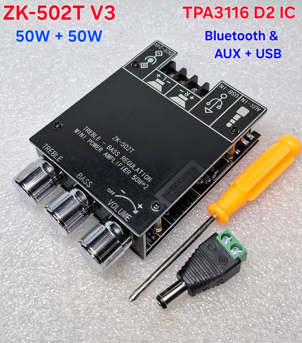 ZK-502T V3 50W + 50W Bluetooth Amplifier