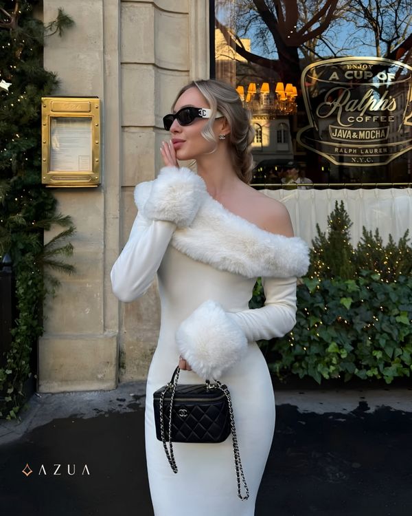 KARLEIGH Faux Fur Knit Maxi Dress