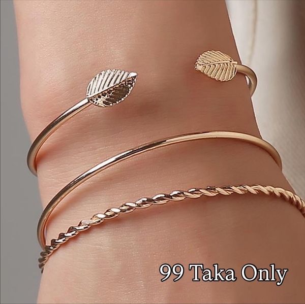 3 pieces golden braceletAdjustable 💯99 Taka Only 🩷