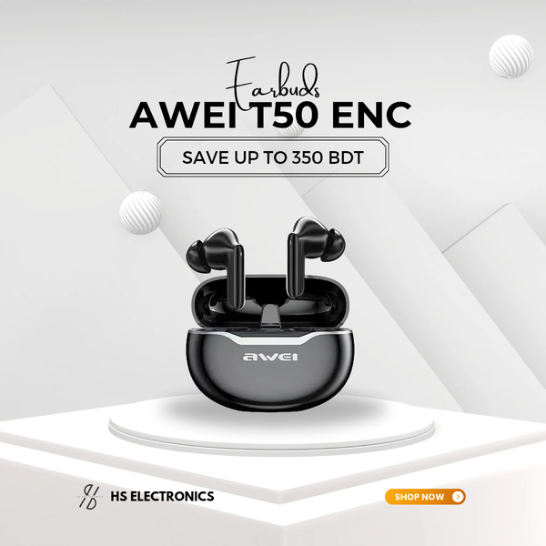 AWEI T50 ENC WIRELESS BLUETOOTH EARBUDS