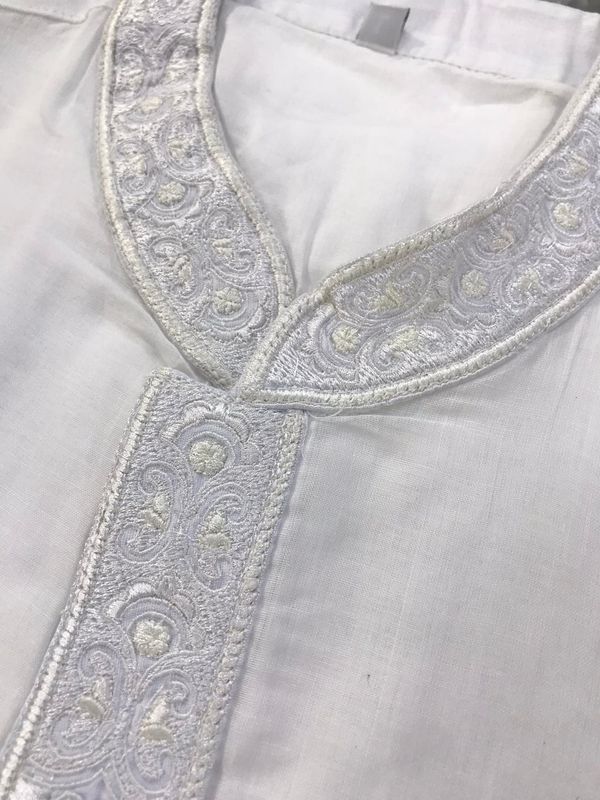 Elegant White Fotua White Embroidery - Premium Quality Traditional Wear
