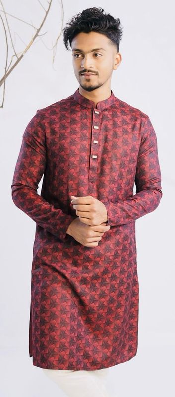 Jacquard Cotton Classic Panjabi for Men- Maroon(PJB-017)