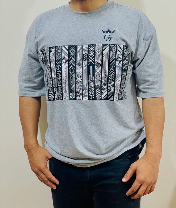 Gonji Light Grey Graphic Drop Shoulder T-Shirt