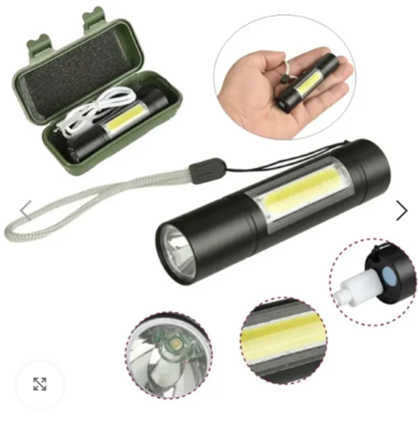 USB Charging Powerful Flashlight 3800LM XPE COB LED Flash Light Torch Lamp+Battery+Box