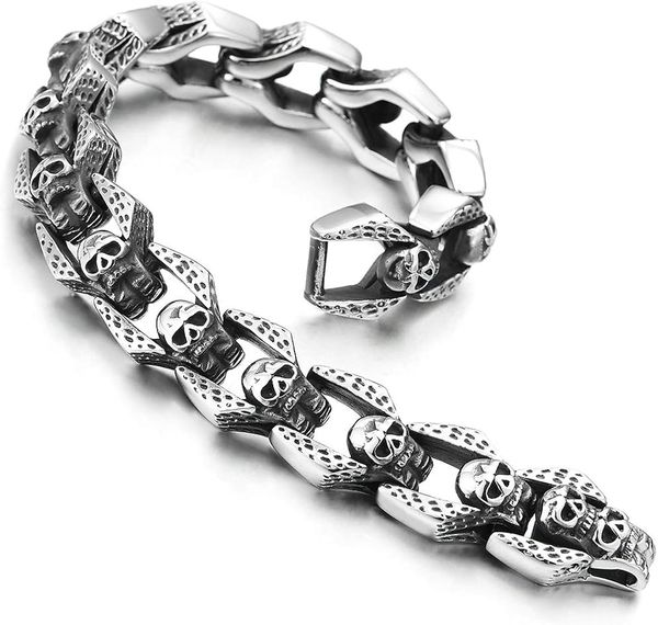 Men's Stainless Steel Polished Silver Heavy Huge Curb Link Chain Bracelet