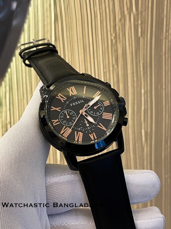 FOSSIL Q BLUE BELT BLACK CASE BLACK DIAL ROSE GOLD DIGIT