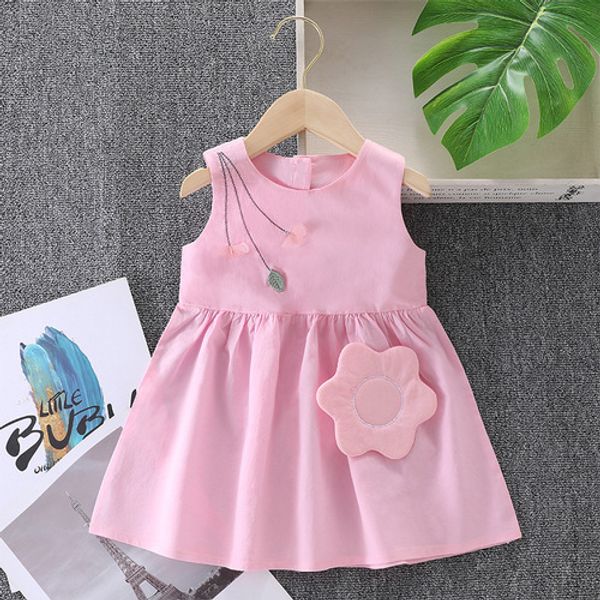 Girls Cotton Summer Dress Sleeveless Vest Beach Princess Skirt Cute Floral Print Soft Fabric