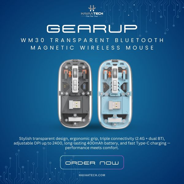 Transparent Crystal 2.4G + Bluetooth Magnetic Wireless Mouse