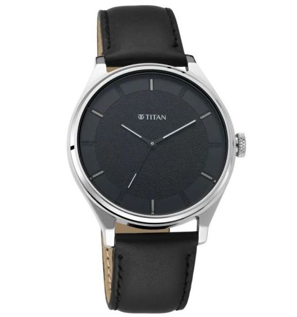 Titan Workwear Watch With Black Dial & Leather Strap – NS1802SL11
