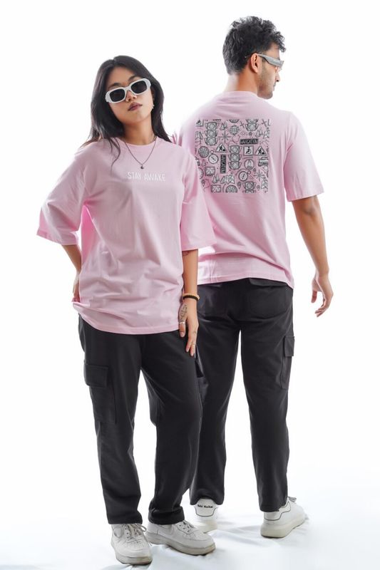 STAY AWAKE BABY PINK LONG SLEEVE TEES