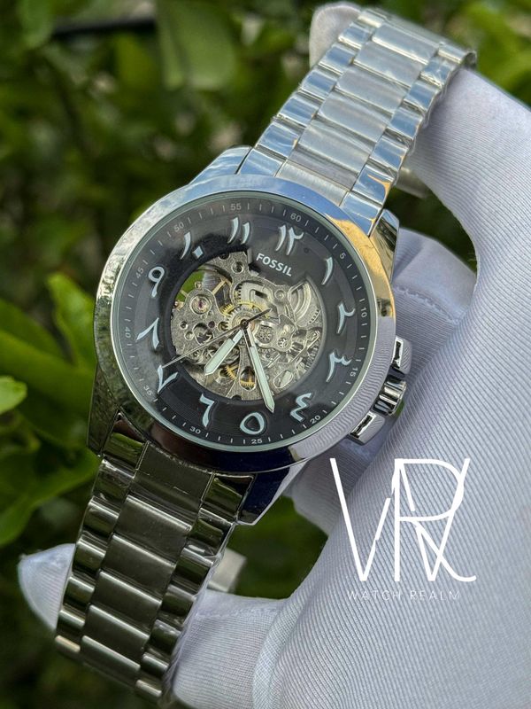 FOSSIL AUTO CHAIN ARABIC BLACK DIAL