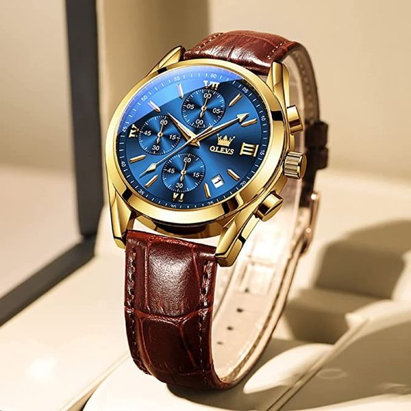 Artificial Leather Chronograph Wrist Watch For Men