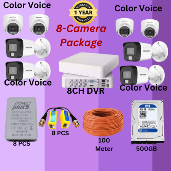 08 pcs 2MP hikvision cctv camera package