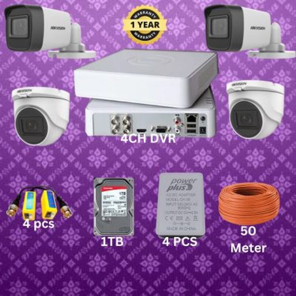04 pcs 2MP hikvision cctv camera package