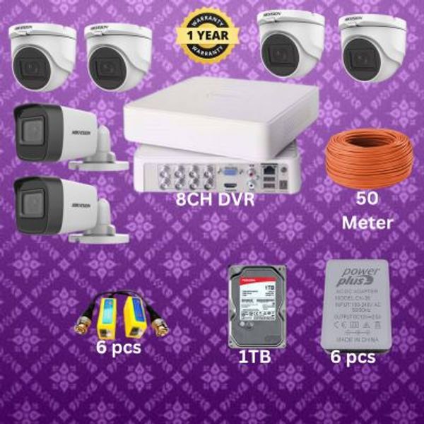06 pcs 2MP hikvision cctv camera package