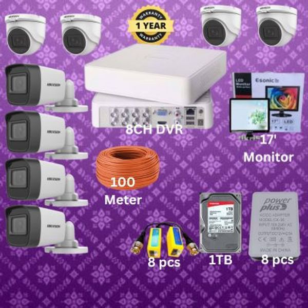 08 pcs 2MP hikvision cctv camera package