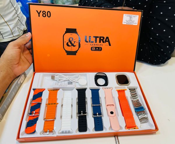 Y80 Ultra Smartwatch with 8 Strap bluetooth Calling Smartwatch 2.02" Display