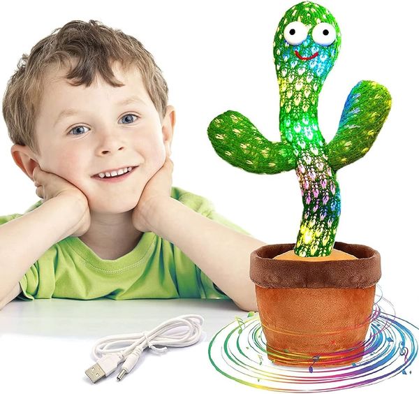 Dancing Cactus Talking Cactus Stuffed Plush Toy Electronic Toy with Song Plush Cactus Potted Toy Early Education Toy for Kids